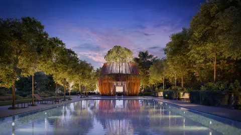 The Grand Cocoon timber pavilion at Springleaf Residence